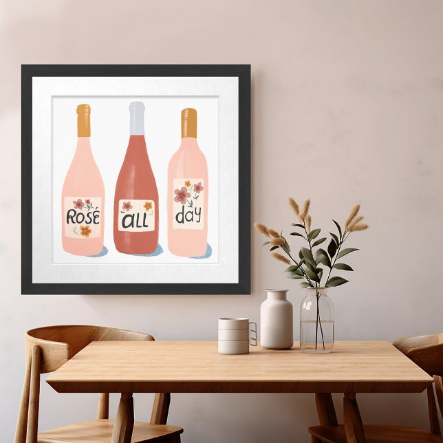 Poster Rose TOUTE LA JOURNÉE Amateurs de vins (Rose ALL Day Wine Lovers Poster
)