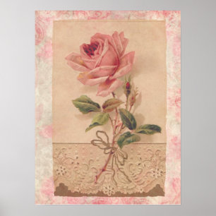 Poster Rose victorien français de rose