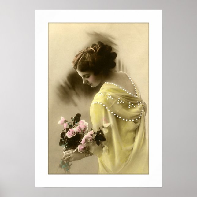 Poster rose victorienne, romantique (Devant)