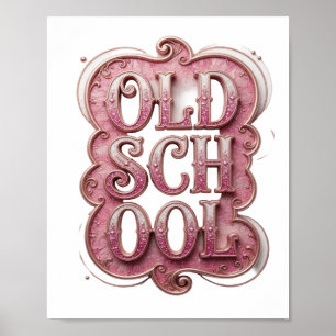 Poster Rose vif design personnalisé OLD SCHOOL