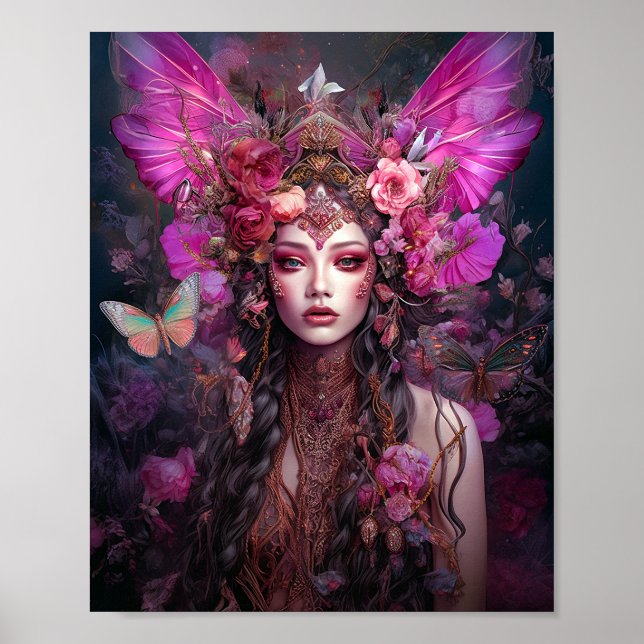 Poster Rose violet Fairy Queen Imaginaire Art (Devant)