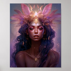 Poster Rose violet Fairy Queen Imaginaire Art