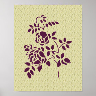 Poster Rose violet stylo Art Floral