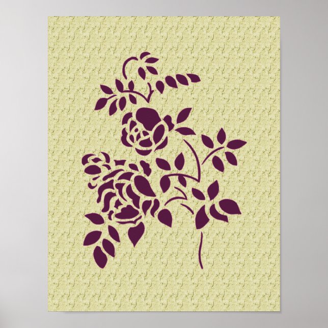 Poster Rose violet stylo Art Floral (Devant)