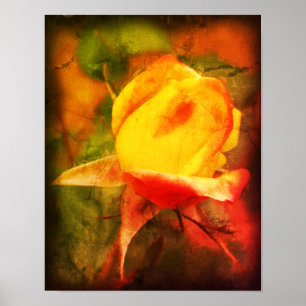 Poster Rosebud Art Floral Peinture photo dévêtue