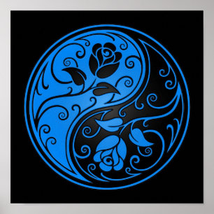 Poster Roses bleus et noirs de Yin Yang