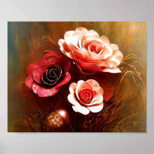 Poster Roses cuivre vibrant