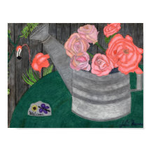 Roses dans la canne d'arrosage par Julia Hanna