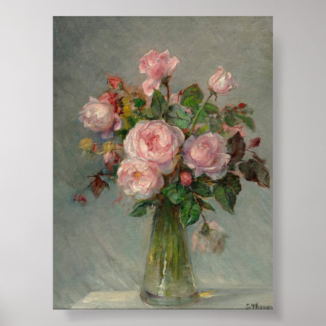 Poster Roses dans un vase (Devant)
