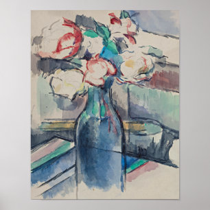 Poster Roses dans une bouteille par Paul Cezanne
