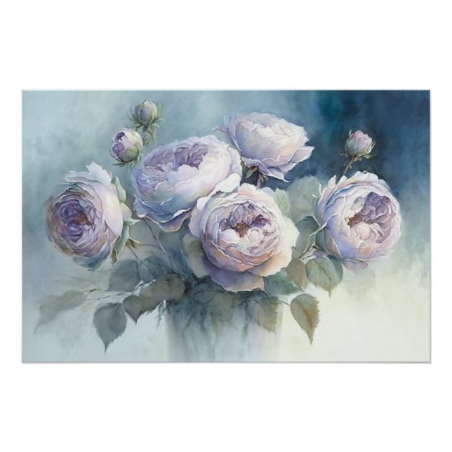 Poster Roses de chou dans le papier de découpage Vase (Devant)