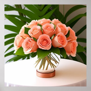 Poster Roses de corail élégantes