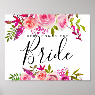 Poster roses de cristal ici vient la mariée