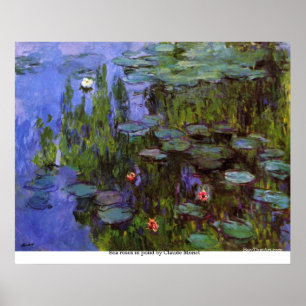 Poster Roses de mer dans l'étang par Claude Monet