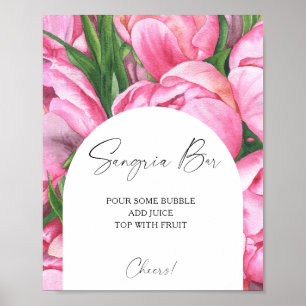Poster Roses de pivoine à l'aquarelle - bar à sangria