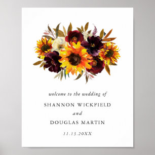 Poster Roses de tournesol Rustic Floral Mariage de automn