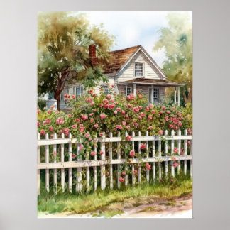 Poster Roses d'Escalades idylliques dans la campagne rura