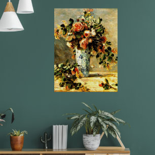 Poster Roses et Jasmin dans un vase Delft