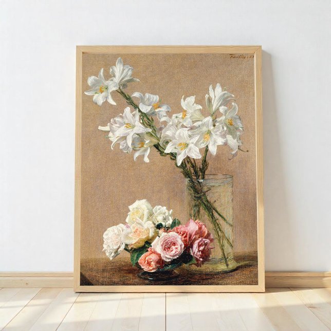 Poster Roses et Lilies par Henri Fantin-Latour (Créateur téléchargé)