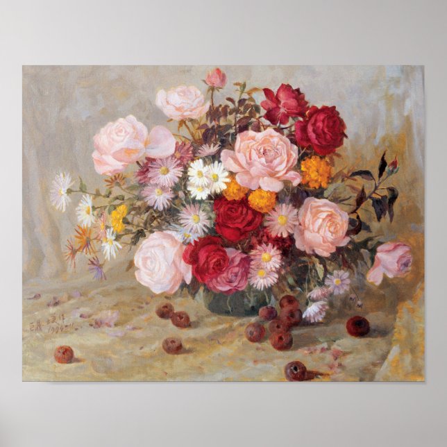 Poster roses et marguerites (Devant)