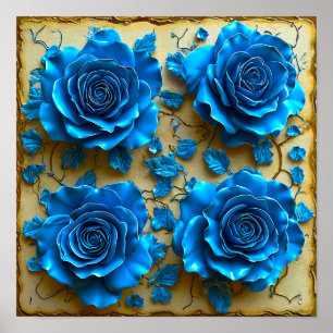 Poster 💙 Roses Florales Élégantes Fantastique Moderne en