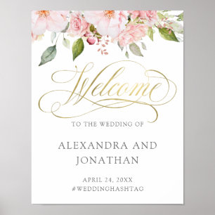 Poster Roses généreux   Accueil Mariage or rose Floral