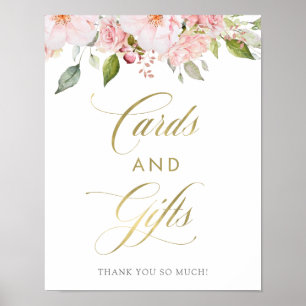 Poster Roses généreux Cartes et cadeaux en or rose flor