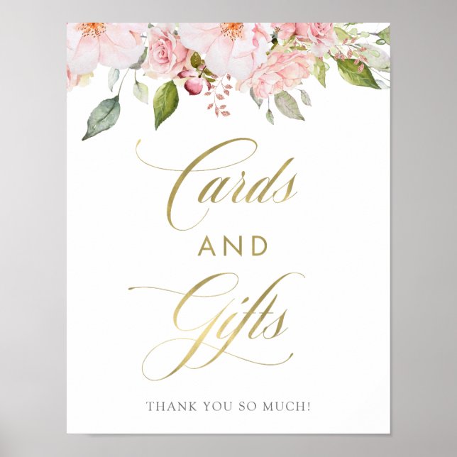 Poster Roses généreux | Cartes et cadeaux en or rose flor (Devant)
