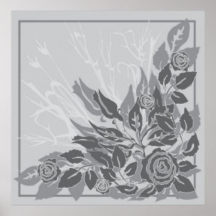 Poster roses grunges gris