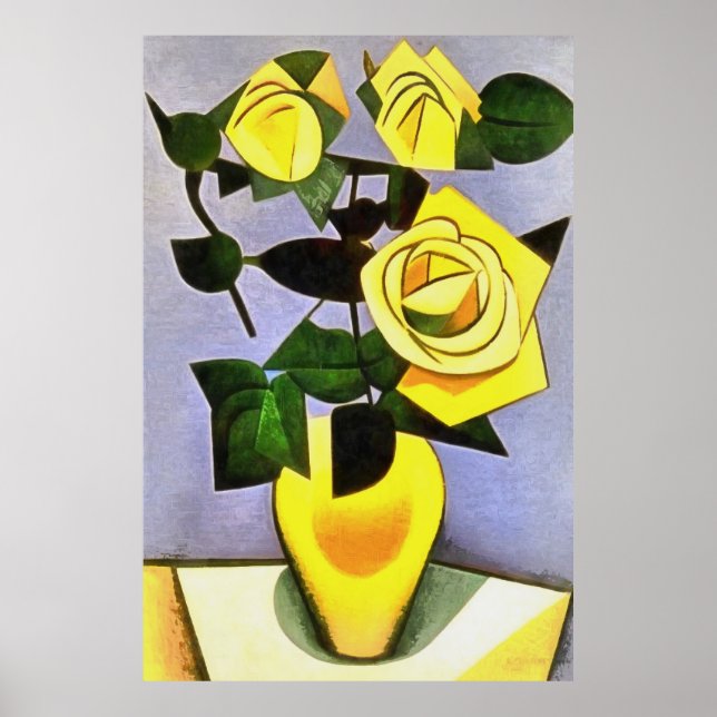 Poster Roses Jaunes D'Un Ami Géométrique Abstrait (Devant)
