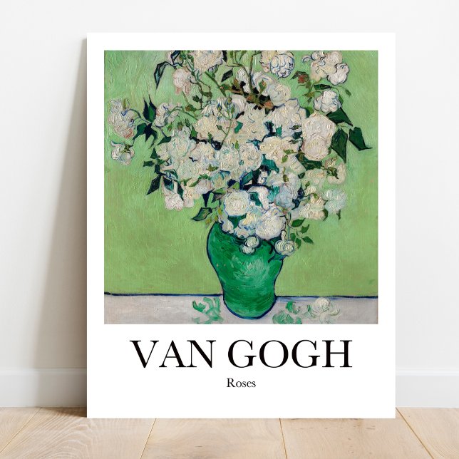 Poster Roses par Vincent Van Gogh (Van Gogh's Bold Blooms: "Roses (1890)" Poster! Vivid colors, museum quality)
