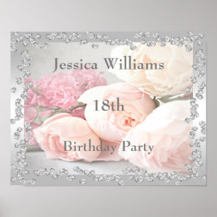 Poster Roses romantiques et diamants 18e