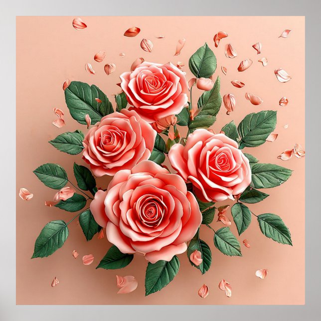 Poster Roses roses (Devant)