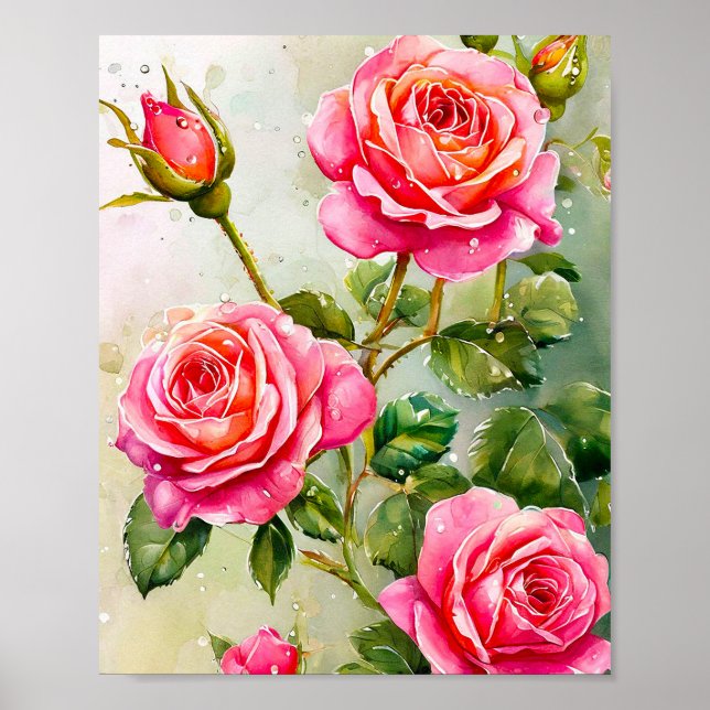 Poster Roses roses (Devant)