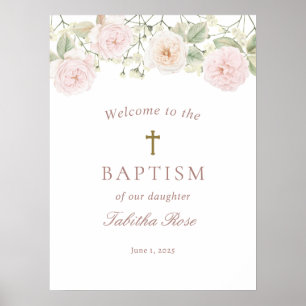 Poster Roses roses et Baptême de l'haleine de bébé Bienve