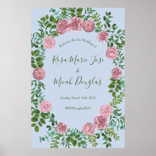 Poster Roses roses Jardin Printemps Mariage (Devant)