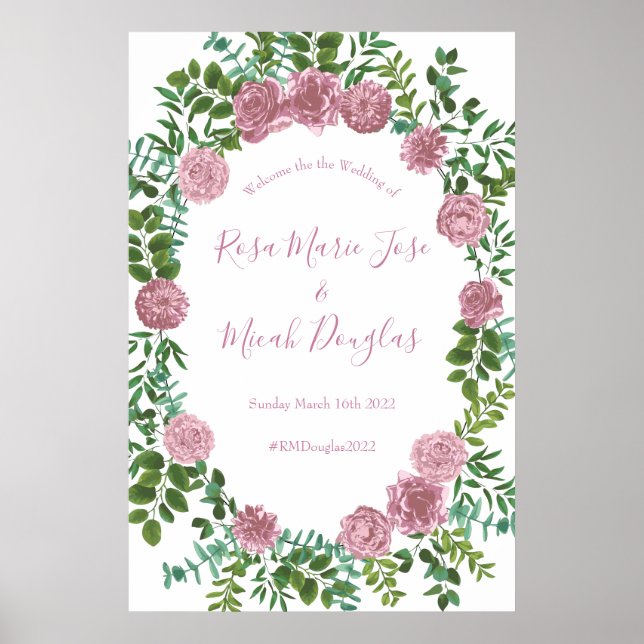 Poster Roses roses Jardin Printemps Mariage (Devant)