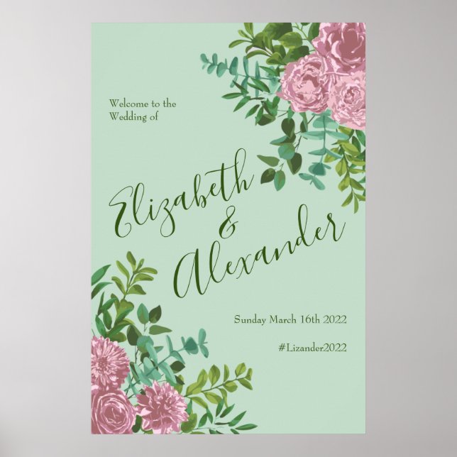 Poster Roses roses Jardin Printemps Mariage (Devant)