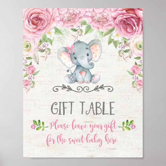 Poster Roses roses roses Bébé Eléphant Table Cadeau Panne (Devant)