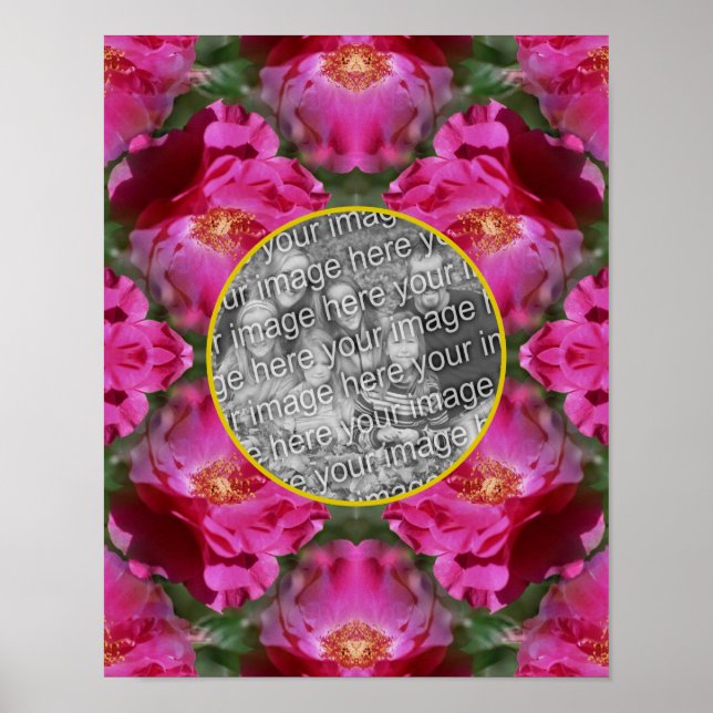 Poster Roses Roses Roses Florales Abstrait Cadre Ajouter  (Devant)