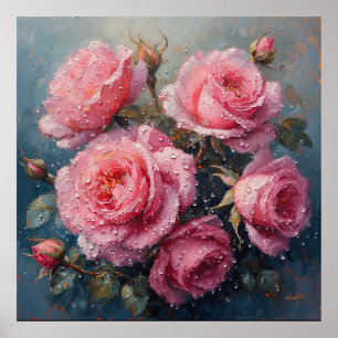 Poster Roses roses roses roses vibrantes avec peinture à 