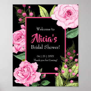 Poster Roses roses sur Bienvenue à la douche de mariée no