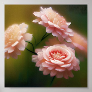 Poster Roses roses tendres et légères
