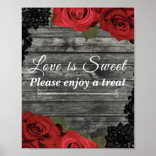 Poster Roses Rouges Mariage Rustique Broderie Anglaise Pr