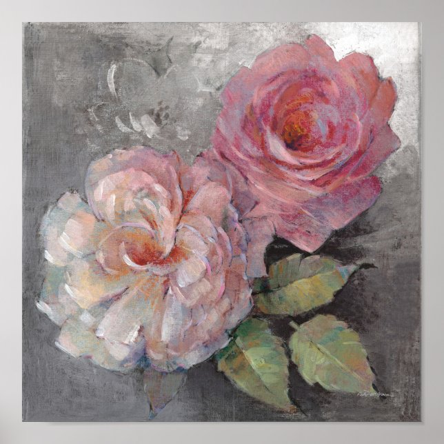 Poster Roses sur Grey (Devant)
