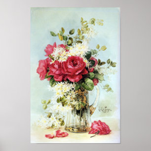 Poster Roses vintages frais du jardin