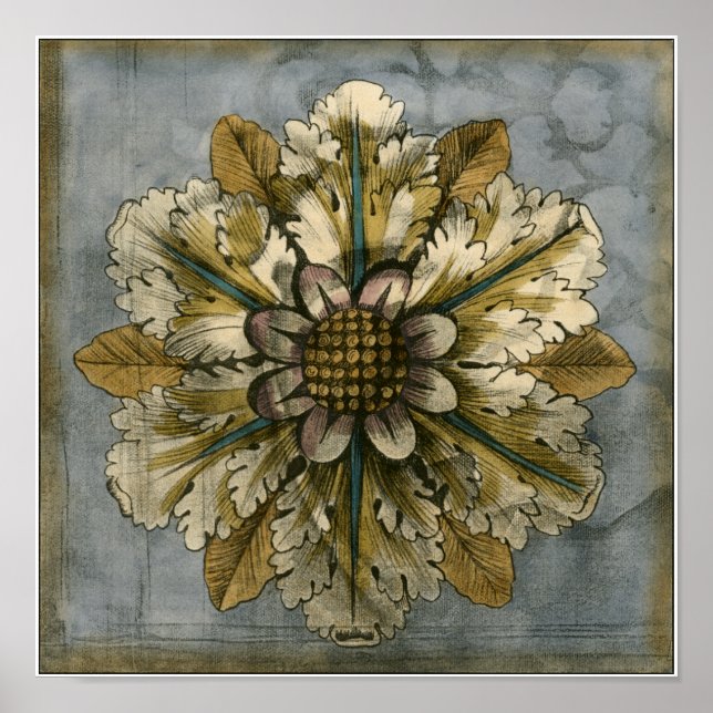 Poster Rosette décorative Demask sur Arrière - plan gris (Devant)