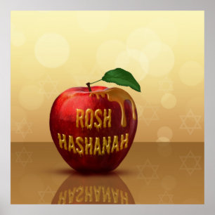 Poster Rosh Hashanah Juif Nouvel An Honey Apple