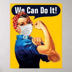 Poster Rosie la riveuse avec masque - Ajoutez votre propr