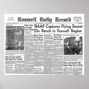 Poster Roswell UFO Incident Clip du journal